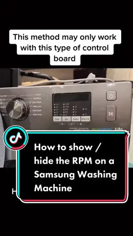 How to show RPM on a Samsung Washing Machine #samsung #showrpm #washingmachine