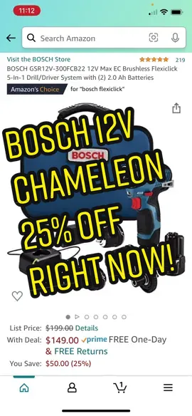 BOSCH Chameleon 25% OFF ($50 saving) Right Now on Amazon & at LOWE’S #masteringmayhem #amazon #amazonfinds #bosch #boschtools #tools #sale #daynnite