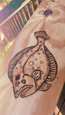 Wood burned flat fish #fypシ #fish #fishing #beardedfisherman #burn #pop #tool #cabincrew #SoundcoreGoForGold