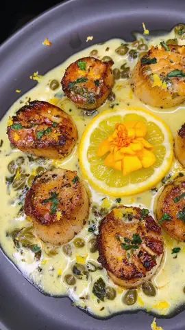 Creamy scallops piccata. Those are “capers” not peas ;) #fypシ #fyp