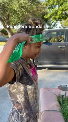@presidentpetra - bandana headband folding lesson #cowgirl #ranchlife #gangsta #ranchera #bandana #messybun #OneSliceChallenge #tractorsupply