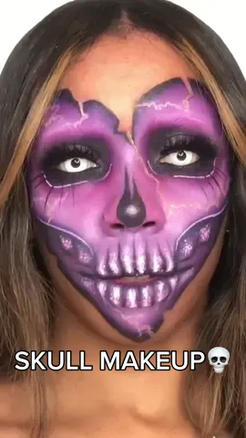 This song tho 😂 @ItsLadyLeshurr 💜 #sfxmakeup #skullmakeup #halloweenmakeup #31daysofhalloweenmakeup #makeup