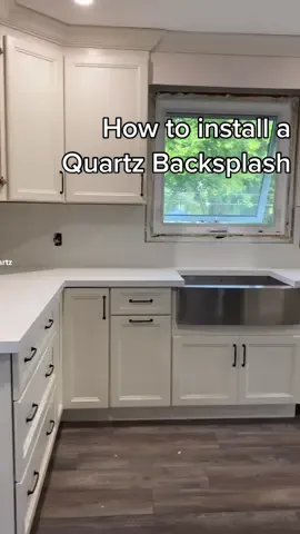 How to install a Quartz Backsplash - from start to finish! 👍🏼 #fyp #foryou #rockwoodkitchens #quartzbacksplash #kitchenhack #kitchens #ontario
