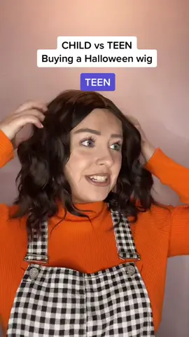 CHILD VS TEEN BUYING HALLOWEEN WIG👀🤣 #fyp #childvsteen #foryoupage #halloween #british #ukcomedy #relatable #differenttypesofpeople #fypシ #uk