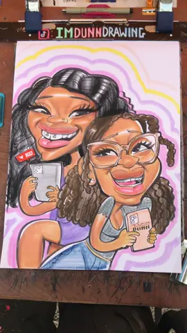 These two drove just to get a drawing from me 🥺 #caricature #reveal #reactions #fyp #CUTE