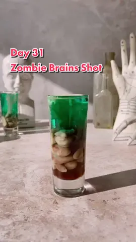 31 of The 31 Cocktails of Halloween • The Zombie Brains Shot #shot #horrortok #halloween #cocktail #drink