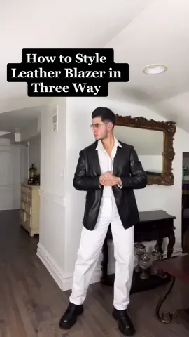 How to style 90s Leather Blazer. #fashion#90s#mensfashion#90saesthetic#leather#leatherblazer#prada#fypp#zarahaul#asos#pradamonolith#vintage#inspofit