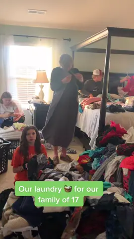 #laundry #fyp #MomsofTikTok #largefamily I separate, wash, and dry and they fold and put away.  Some wash their own clothes.