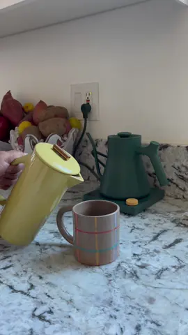 We have upgraded to a @Fellow kettle in the best color way, GREEN!! @Great Jones oh and French press is by Yield Designn #coffee #coffeeaddict #