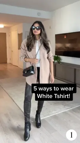 5 simple ways to wear white tshirt. Which one is your fav? #fashion #style #tshirt #fyp