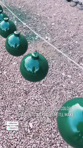 No large green ornaments, so I’ll make my own! #Ornaments #spraypaint #spraypaintornaments #christmas #crazyforchristmas