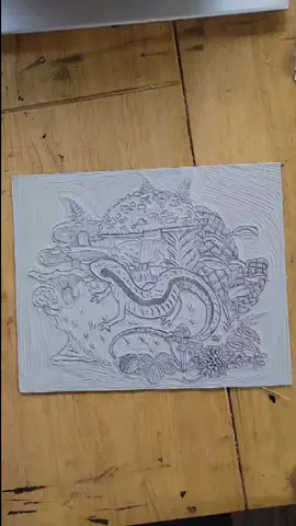 inking new print 🦎🌟🍄 #linocut #printmaking #goblincore