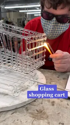 Glass shopping cart! Ever see one? #flameworking #glassart #tiktokpartner #LearnOnTikTok #ASOSChaoticToCalm #tiktokholidays