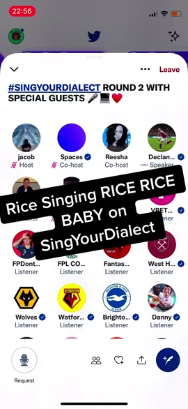 Rice singing RICE RICE baby #SingYourDialect @West Ham United