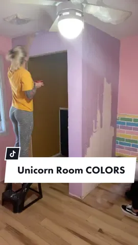 WE FINALLY PAINTED. still needs trim and doors. #unicornroom #girlsroom #basement #rainbow #iloveyoy