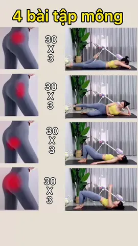 4 bài tập mông cho các chị em ko chạy nhảy #xuhuong #fyp #yogatainha