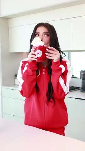 living in my cute custom red tracksuit and sipping my favorite red velvet latte from @originaldonutshop❤️ #DSHPPartner