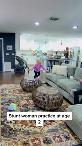 My daughter practing to be a stunt woman at age 2