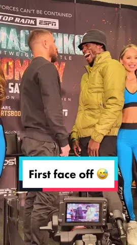 They couldn’t keep a straight face during the face off 😅 #Lomachenko #BoxingTok #Faceoff