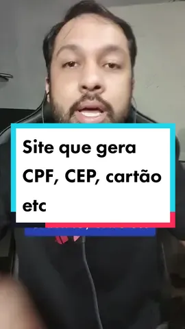 Site para desenvolvedores, que gera cartão, CPF, CEP etc. #AgoraVocêSabe #segurançadainformação #internet #cuidados #professor