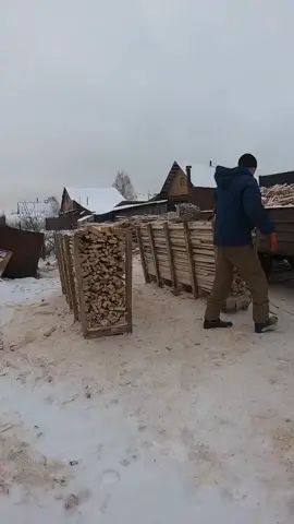 большие козлы #дрова #лес #зима #работа #лайфхак