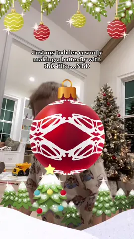 I got home and made inappropriate body parts with this filter then let my kid try and he makes a butterfly 😂 #christmasornament