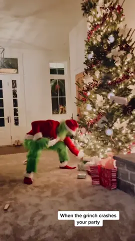 When the grinch crashes your Christmas. #fyp #grinch #christmas #OhNo #presents #family #prank #kids #scary #xmas