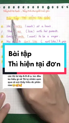 Trả lời @manh_98bg0 Cùng làm bài tập về thì hiện tại đơn nha các bạn #hoctienganh #nguphaptienganh #tienganhmshanh