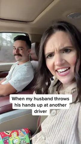 When you have a little road rage and then see your church’s sticker on their bumper 😬🤭 #fyp #husbandwife #couple #couplecomedy #hunteranddevin #roadrage