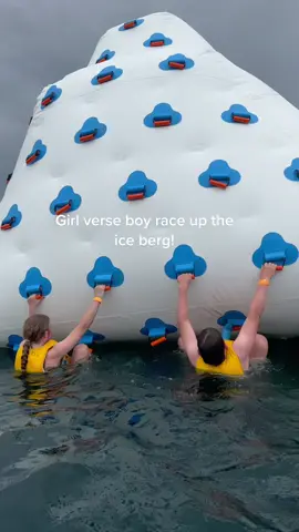 Who are you going to race? #climbingwall #rockclimbing #waterpark #aquapark #race #climbingtiktok #climber