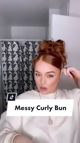 Curly Messy Bun using @igkhair & @kitsch code kaylalister15 for $ off! #redhead #redhair #copperhair #hairtutorial #hairtok #hairtokfyp #fyp #fypシ #foryou