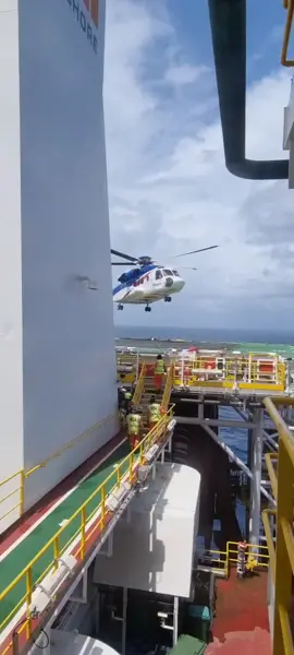 helicopter landing on offshore vessel for crew change