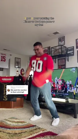 Reply to @.moniquedacutie pt 2 of his reaction to the 49ers today 😂 his emotions were everywhere 😂 so crazy #theaguilars #dadsoftiktok #football