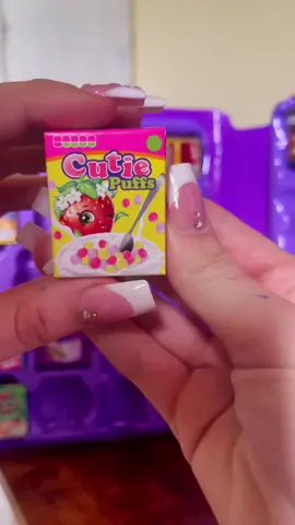 Mrs. Cutie Puffs is a baddie 💁🏼‍♀️💜 #cutie #cereal #tinyitems #shopkins