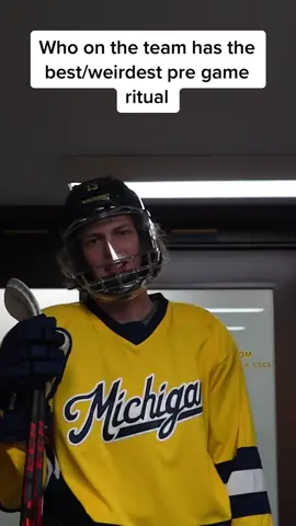 Who on the team has the best/weirdest pre game ritual? We asked & got…answers #goblue〽️ #michiganhockey #pregameritual