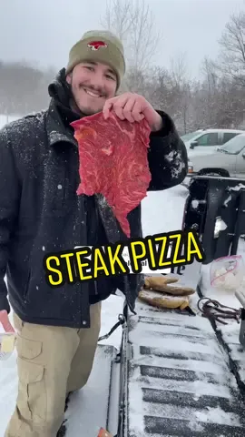 Reply to @loupai_250  MEAT-ZA AKA Steak Pizza 🥩🍕 #steaktiktok #pizza #Outdoors