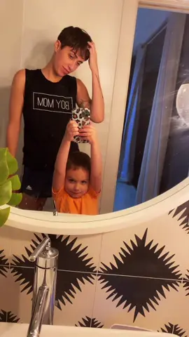 Had to jump on this trend. My hype man agreed to do it. #momtok #bedtimethings