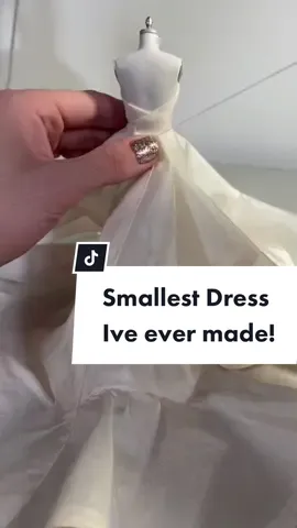 THe SMALLEST dress I’ve ever made on a form from @ibuildsmallthings 😍#DIY #mini #miniature #doll #sewing #fashion #style #wedding #bride #howto