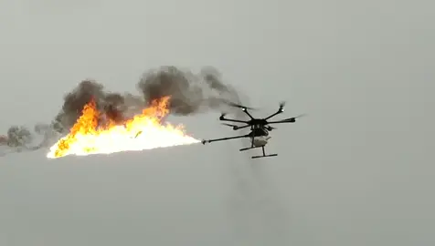 Flame thrower drone for remove obstacles
