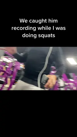 My friend saw him recording from behind & we confronted. He refused to show us his camera roll & ended up walking out. He had been staring & recording on and off for 10 plus minutes, making me so uncomfortable. He was banned. Someone come get your dad. #planetfitness #creep #notokay