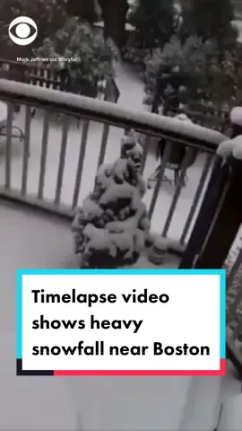 Timelapse footage near Boston shows snow building up over the course of Saturday. The city received 23.6 inches of snow, tying the single-day record.
