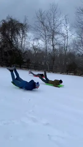 The sled kept going 🤣 #sledding #snowfub #snowfails #sleddingfail #snow #winterfun #winterweather #fail #failarmy #fyp
