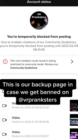 THIS IS OUR BACKUP PAGE. Will be uploading older clips from main page over to here. #fy #foryou #fyp #vrpranksters #backupaccount