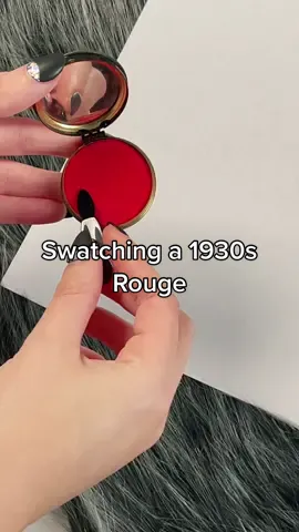 Swatching a 1930s Max Factor Rouge ❤️ Did you know Max Factor coined the term “make up”? #vintagevibes #vintage #makeuphistory #vintagemakeup #beauty #vintagebeauty #makeup