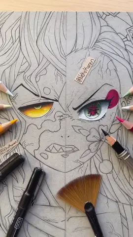 The last episode was 🔥 #Daki #gyutaro #demonslayer #kny #anime #animeart #art #colorpencil #fyp