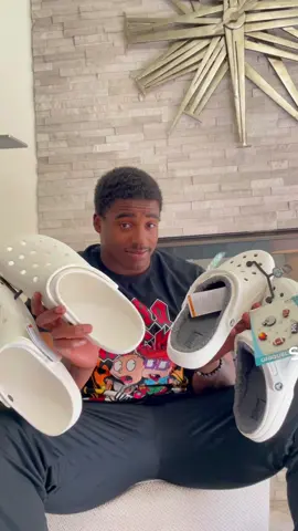 Thank You @crocs! His old ones were all worn out 😂 #crocs #jibbletz #carepackage #canihavesometoo 🥺😂