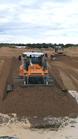 Two #liebherr PR736 #dozers on a #beach #remediation project