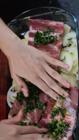 Costillar al horno con patatas #Receta #recetafacil #patata #comida