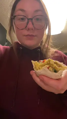 #breakfastburrito that was supposed to be for breakfast tomorrow but it smelled too good. #vegetarian #mukbang #bigbites