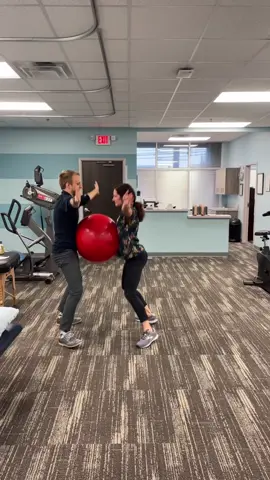Work fam team building! 🤣 We challenged the Georgetown clinic to do this!  #exerciseballchallenge #fyp #physicaltherapy #johnwest